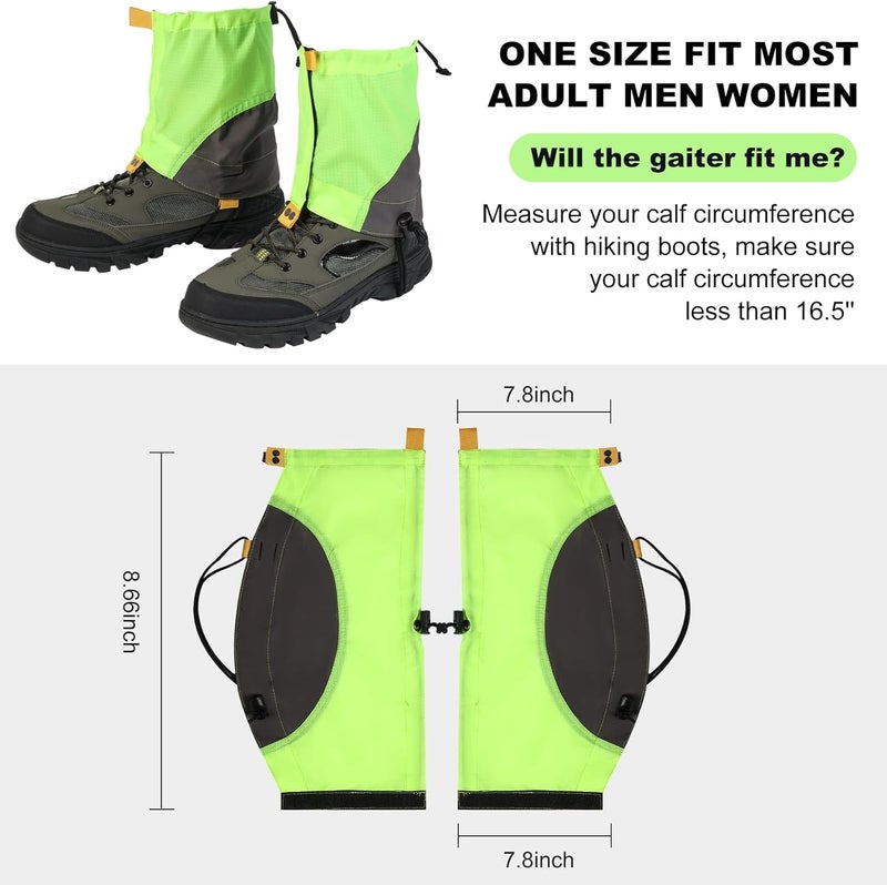 Uponauot Waterproof Gators for Hiking Boots and Shoes Lightweight Adjustable Leg Gaiters for Men Women Gaiters for Hiking Snowshoeing - Image 5